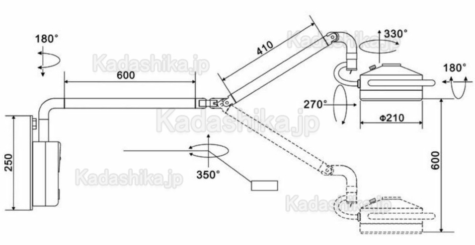 KWS® KD-2012D-3B歯科手術用LED無影灯 36W照明灯(スタンド付き、壁掛け式)